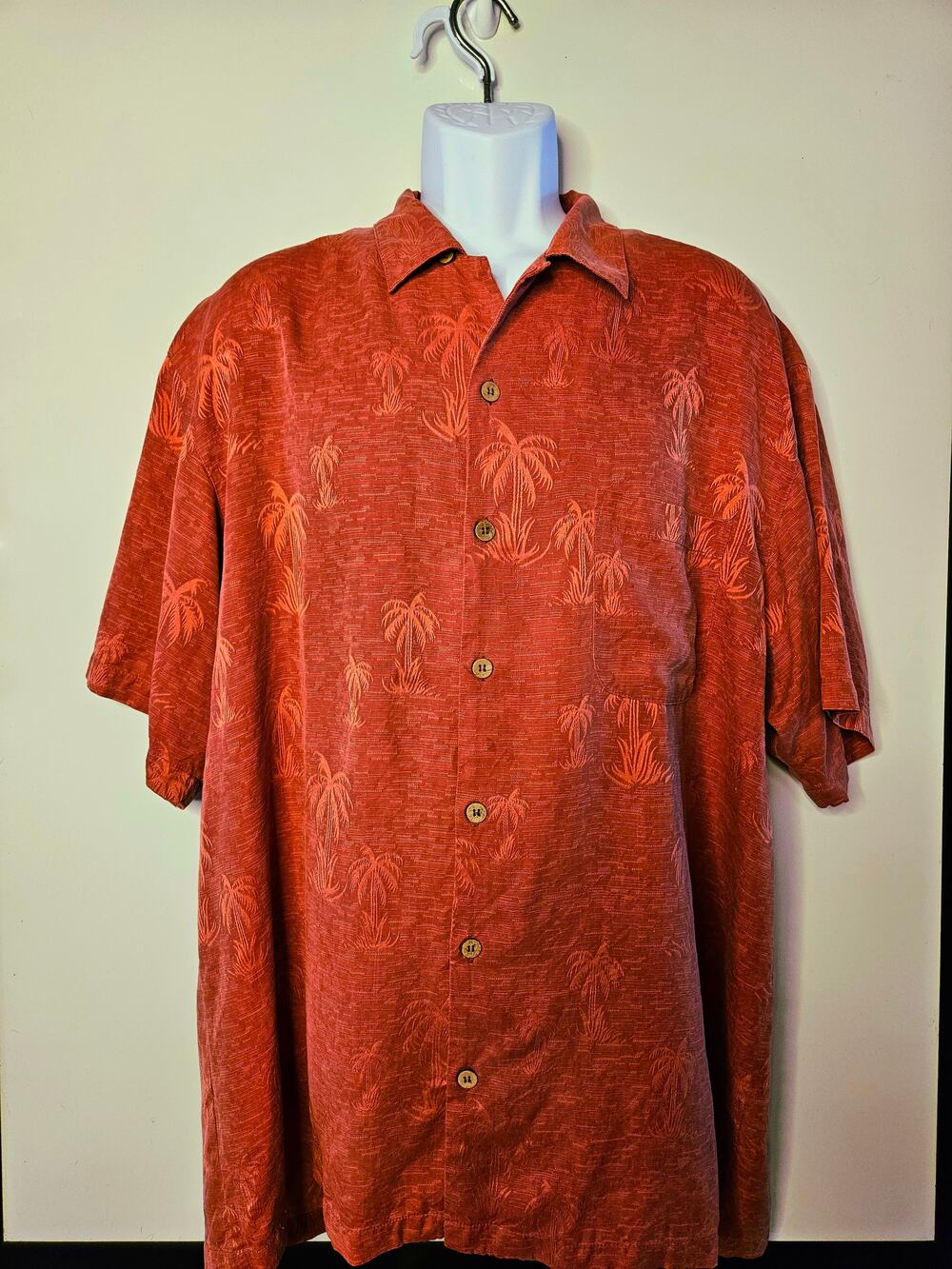 Vintage Men's Hawaiian Shirt | J Rowe | 100% Silk Button Up | Size XXL | Orange